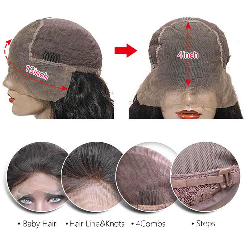 Ali Annabelle 13x4 Straight Lace Front Human Hair Wigs with Bangs 150% Density