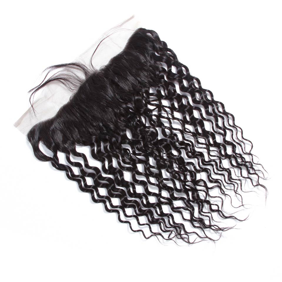 Peruvian Water Wavy Human Hair Bundles With Frontal-8