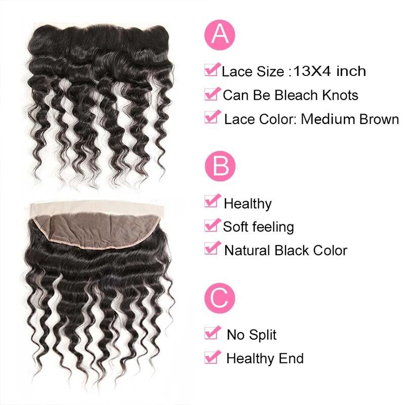 Ali Annabelle Loose Wave with Ear To Ear Frontal Closure Human Hair Weave Bundles