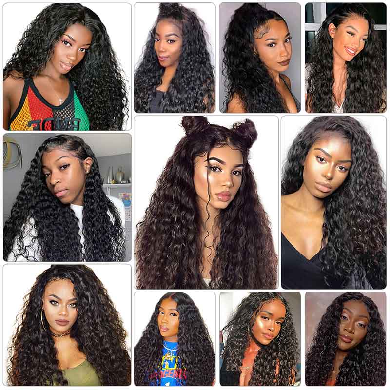 Ali Annabelle Wet And Wavy Frontal Wig 13x4 Water Wave Transparent Lace Front Human Hair Wigs