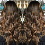 Ali Annabelle Honey Blonde And Brown Highlights Wigs on Black Hair 150% Density Body Wave Virgin Human Hair Wigs