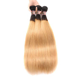 Ali Annabelle 1B/27 Straight Virgin Human Hair Extensions 3 Bundles Dark Roots Ombre Brazilian Hair