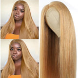 Ali Annabelle 27 Color Caramel Blonde Straight Human Hair Wigs Premade 4x4 Lace Closure Wig For Women