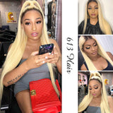 Ali Annabelle 1B/613 Honey Blonde Ombre Straight Human Hair Bundles with Lace Closure