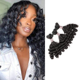 Ali Annabelle Funmi Hair Weave Tight Loose Curl Natural Color Double Drawn Human Hair Extensions