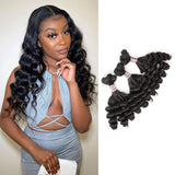 Ali Annabelle Funmi Hair Weave Tight Loose Curl Natural Color Double Drawn Human Hair Extensions