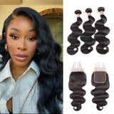 Ali Annabelle Peruvian Body Wave Hair With 4x4 Lace Closure Virgin Human Hair Bundles With Closure