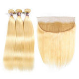 Ali Annabelle Honey Blonde Hairstyles Long Hair Bundles Straight Human Hair Weave with Frontal