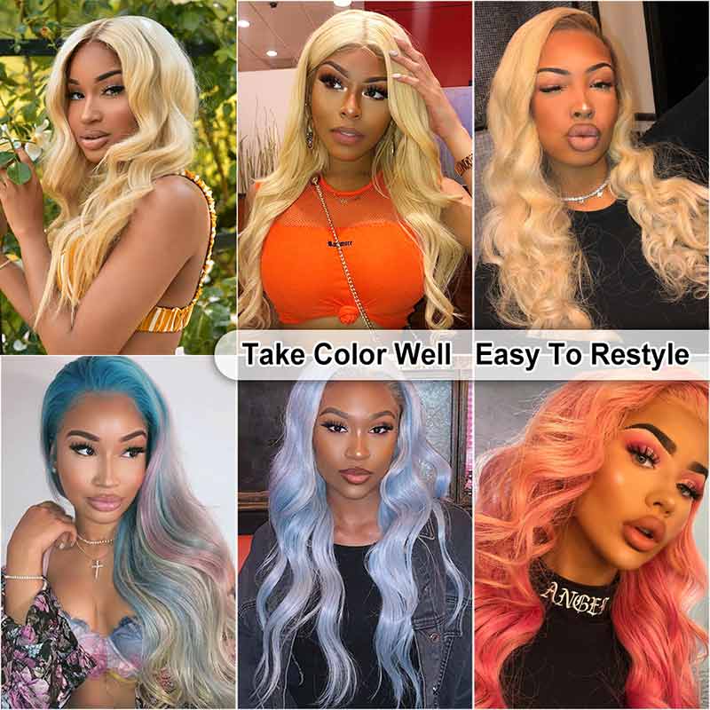 Blonde Remy Peruvian Wavy PrePlucked Lace Front Human Hair Wigs-9