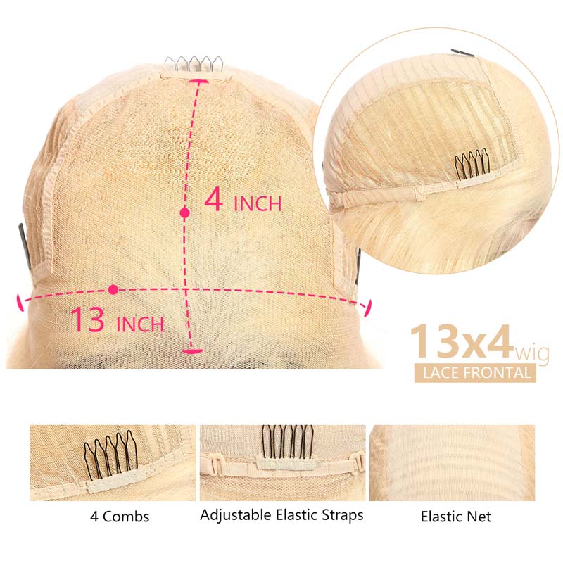 Ali Annabelle 613 Honey Blonde Short Bob Wig Straight Virgin Human Hair Wigs Blunt Cut Lace Frontal Wig