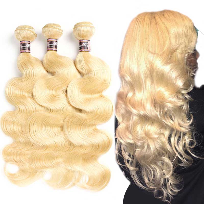 Blonde Peruvian Wavy Weave Human Hair Bundles-6
