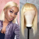 Ali Annabelle Honey Blonde Blunt Cut Bob Straight Lace Front Human Hair Wigs 613 Short Bob Wig