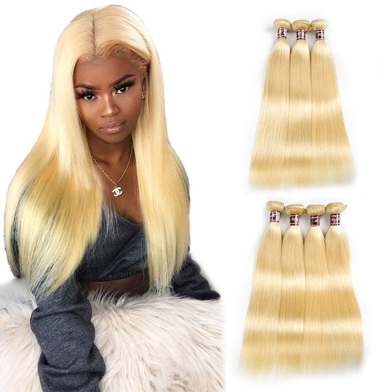 Ali Annabelle 613 Honey Blonde Remy Brazilian Straight Human Hair Bundles Deal