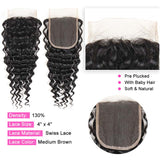 Ali Annabelle Brazilian Deep Wave Human Hair Bundles With 10-20inch Lace Closure