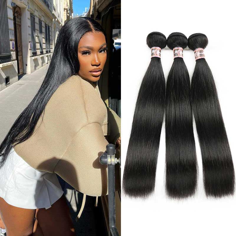 Ali Annabelle Straight Double Drawn Brazilian Peruvian Human Hair Weave Bundles
