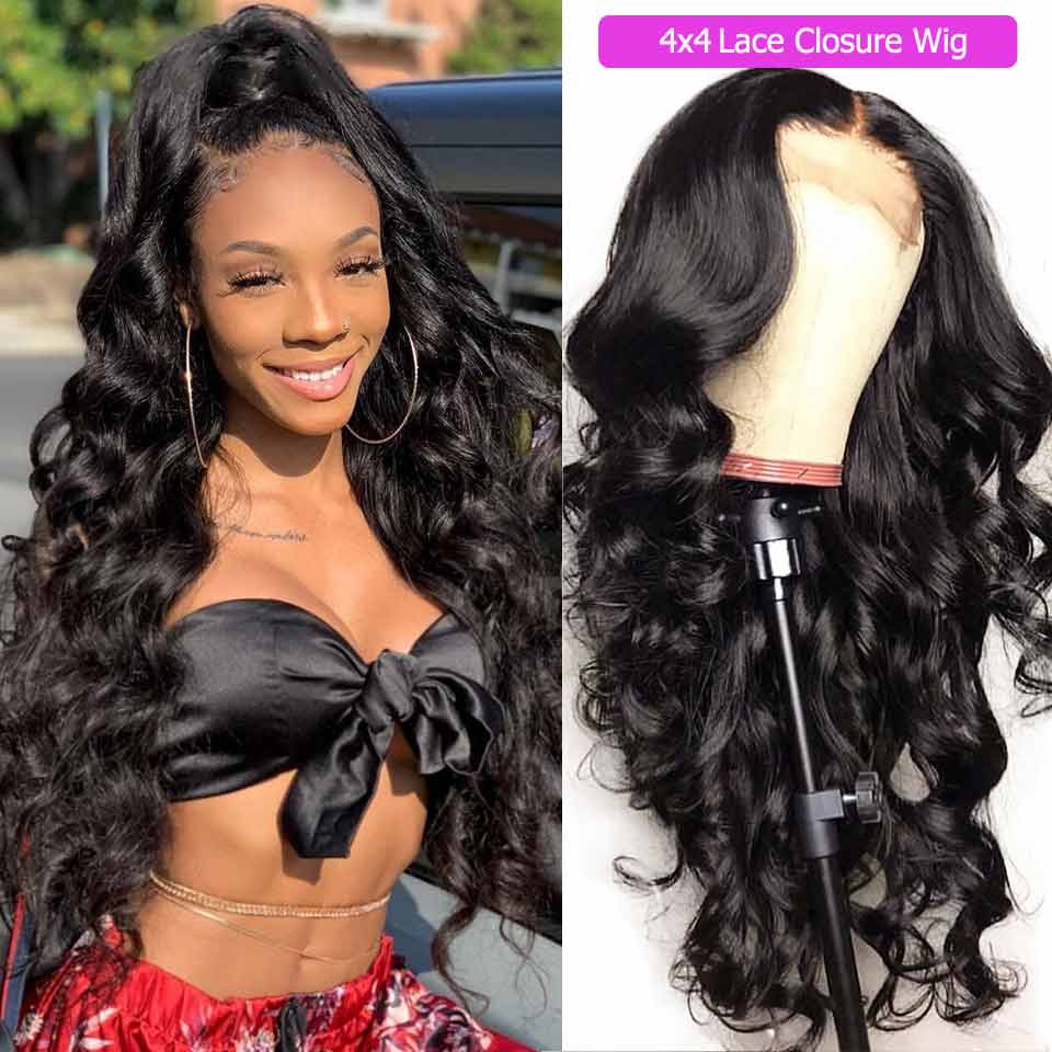 Ali Annabelle Brazilian Body Wave Pre-Plucked 4x4 Lace Closure Human Hair Wigs