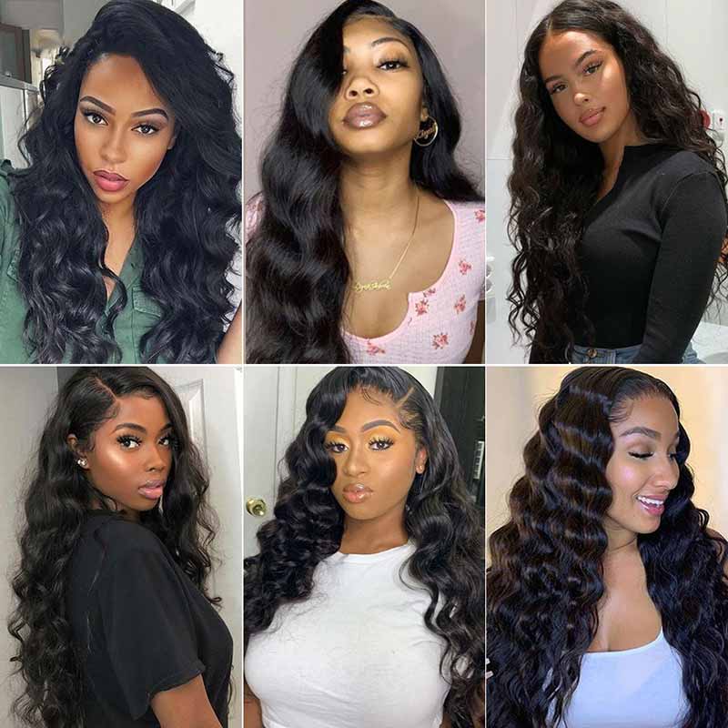 Brazilian Loose Wavy Human Hair Weave Bundles With Closure-9
