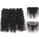 Ali Annabelle Deep Wave Human Hair Bundles With Lace Frontal Black Hairstyles
