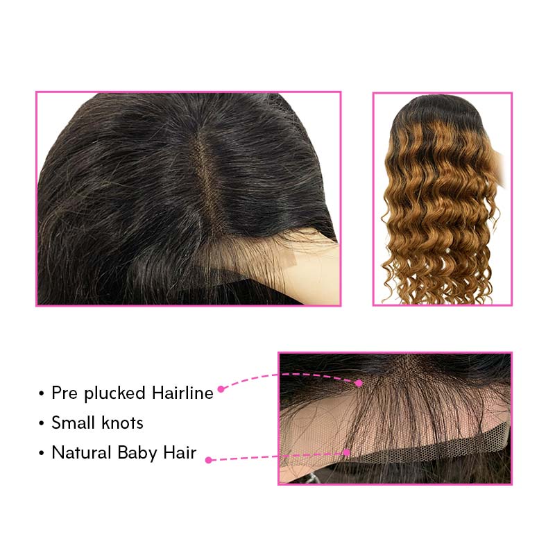 Ali Annabelle 1B/30 Two Tone Color Loose Deep Wave Colored Ombre Human Hair Wigs
