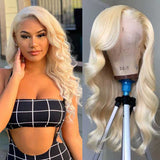 Honey Blonde Brazilian Wavy Lace Front Human Hair Wigs-4