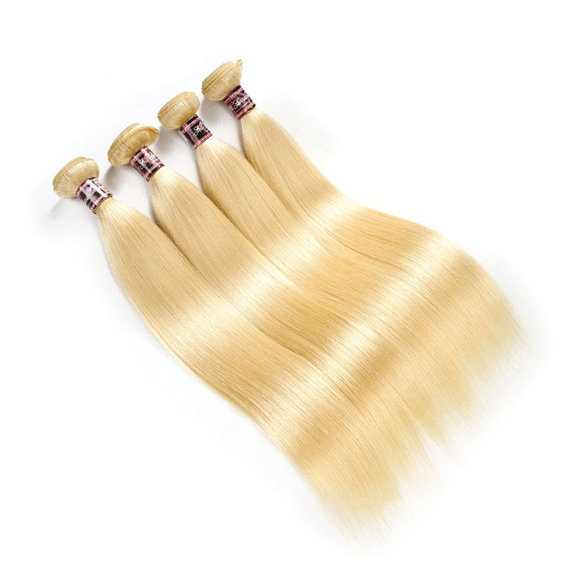 Ali Annabelle 613 Honey Blonde Remy Brazilian Straight Human Hair Bundles Deal