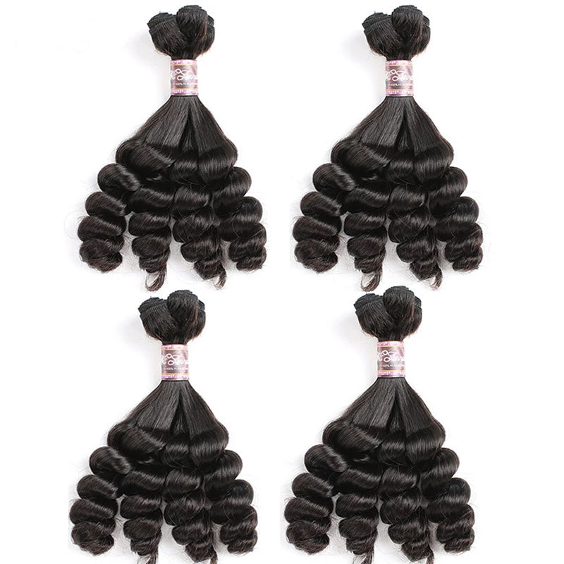 Ali Annabelle Funmi Hair Weave Tight Loose Curl Natural Color Double Drawn Human Hair Extensions