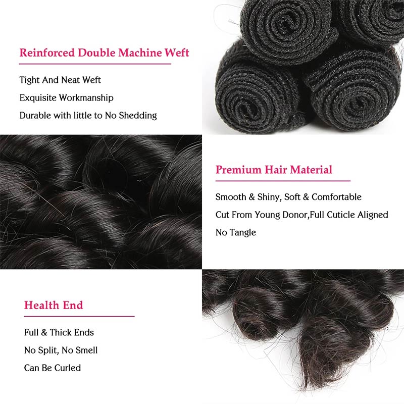 Ali Annabelle Funmi Hair Weave Tight Loose Curl Natural Color Double Drawn Human Hair Extensions