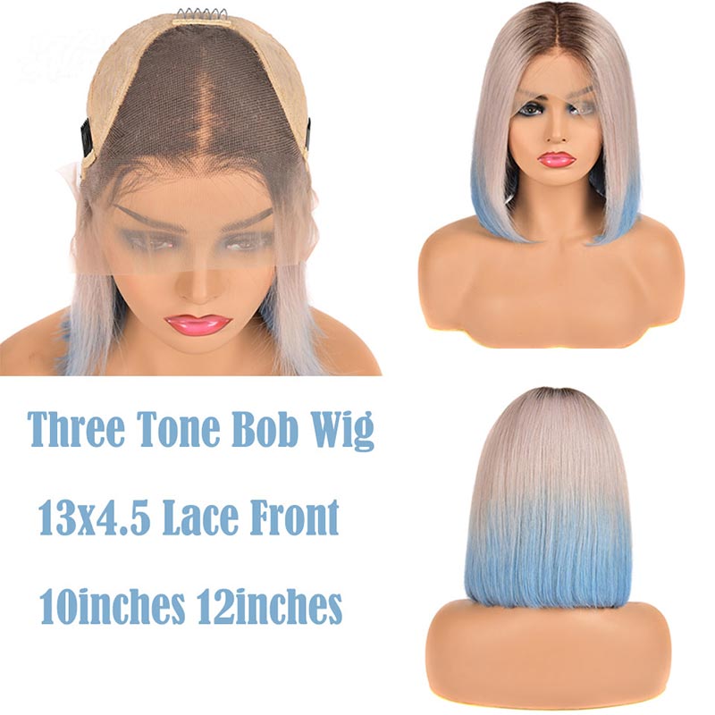 Ali Annabelle Ombre Pre Plucked Straight Bob Wig Malaysian Lace Front Human Hair Wigs