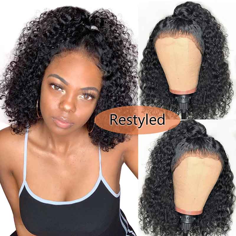 Ali Annabelle T Part Pre Plucked Short Curly Blunt Cut Bob Human Hair Wigs