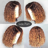 Ali Annabelle 1B/30 Short Curly Bob Wig Dark Roots Ombre Colored Human Hair Wigs