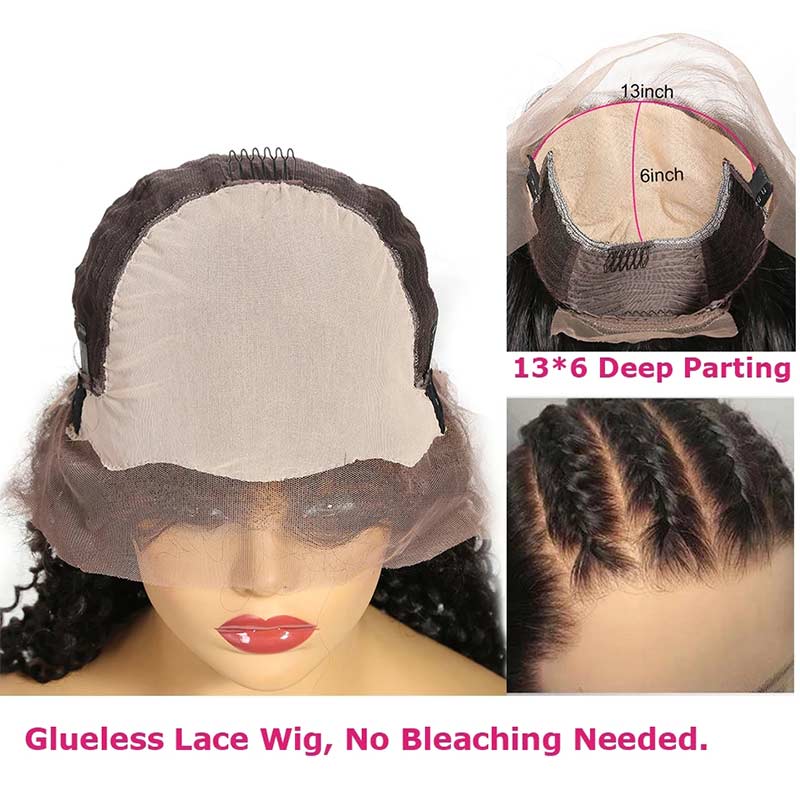 Ali Annabelle Invisible Fake Scalp Wig 13x6 Lace Front Curly Human Hair Wigs