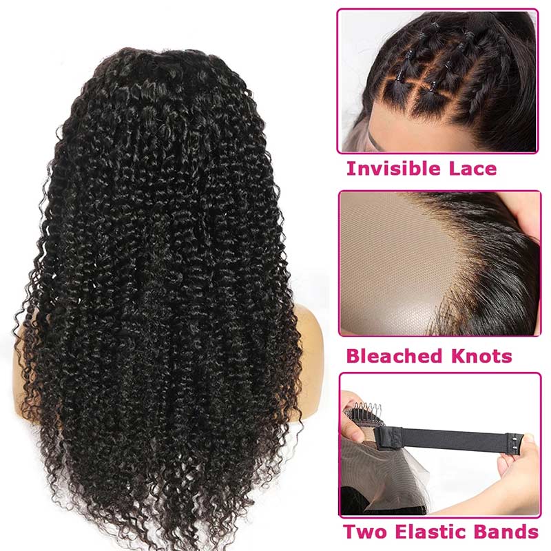 Ali Annabelle Invisible Fake Scalp Wig 13x6 Lace Front Curly Human Hair Wigs