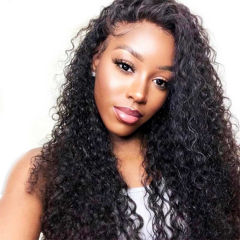 Ali Annabelle Invisible Fake Scalp Wig 13x6 Lace Front Curly Human Hair Wigs