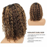 Ali Annabelle Mix Color Highlight Curly Bob Wig 4x4 Lace Closure Wig Summer Vibe