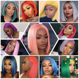 Ali Annabelle Pink Grey Purple Blue Green Yellow Red Orange Colored Straight BoB Wig