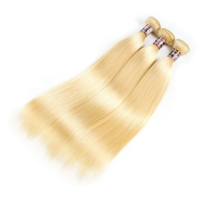 Ali Annabelle 613 Honey Blonde Remy Brazilian Straight Human Hair Bundles Deal