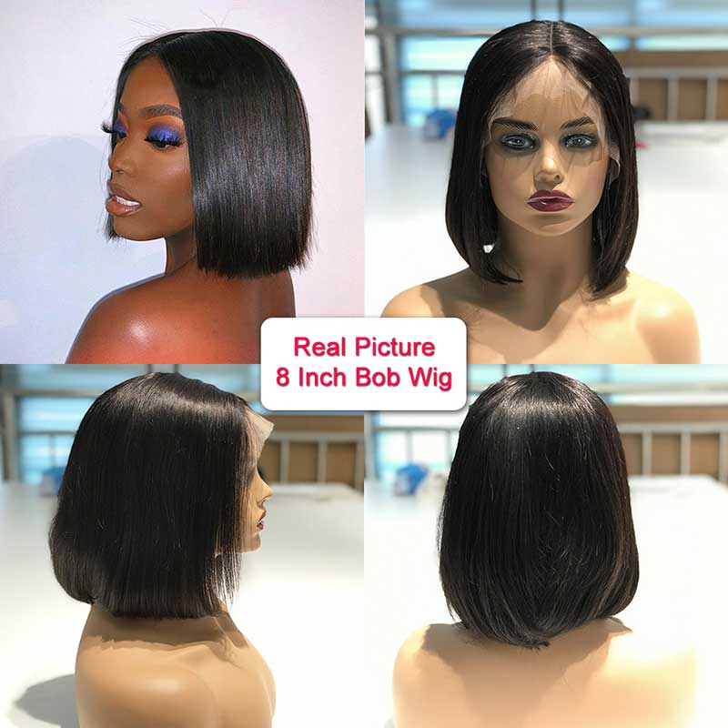 Ali Annabelle Brazilian Quick Weave Short Bob Wigs Straight Lace Front Human Hair Wig