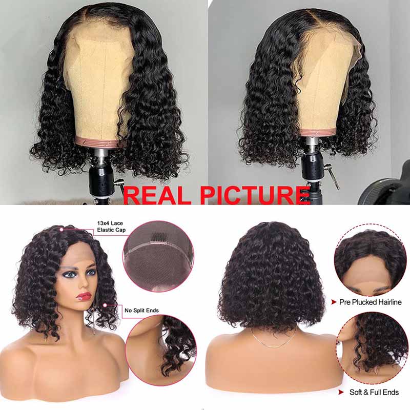 Ali Annabelle Deep Wave Short Bob Curly Lace Front Human Hair Wigs