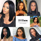 Ali Annabelle Brazilian Quick Weave Short Bob Wigs Straight Lace Front Human Hair Wig