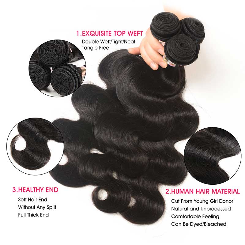 Ali Annabelle Peruvian Body Wave Hair With 4x4 Lace Closure Virgin Human Hair Bundles With Closure