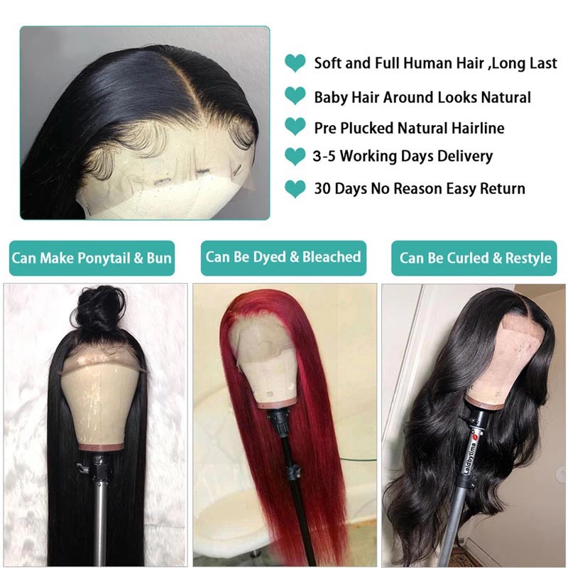 Ali Annabelle Brazilian Straight Virgin Human Hair Wigs 360 Lace Frontal Wig 10"-24"