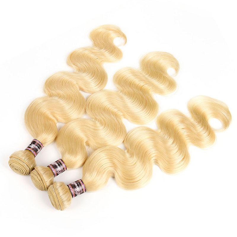 Ali Annabelle 613 Body Wave Human Hair Bundles with Lace Frontal Honey Blonde Hair Weave For Black Women
