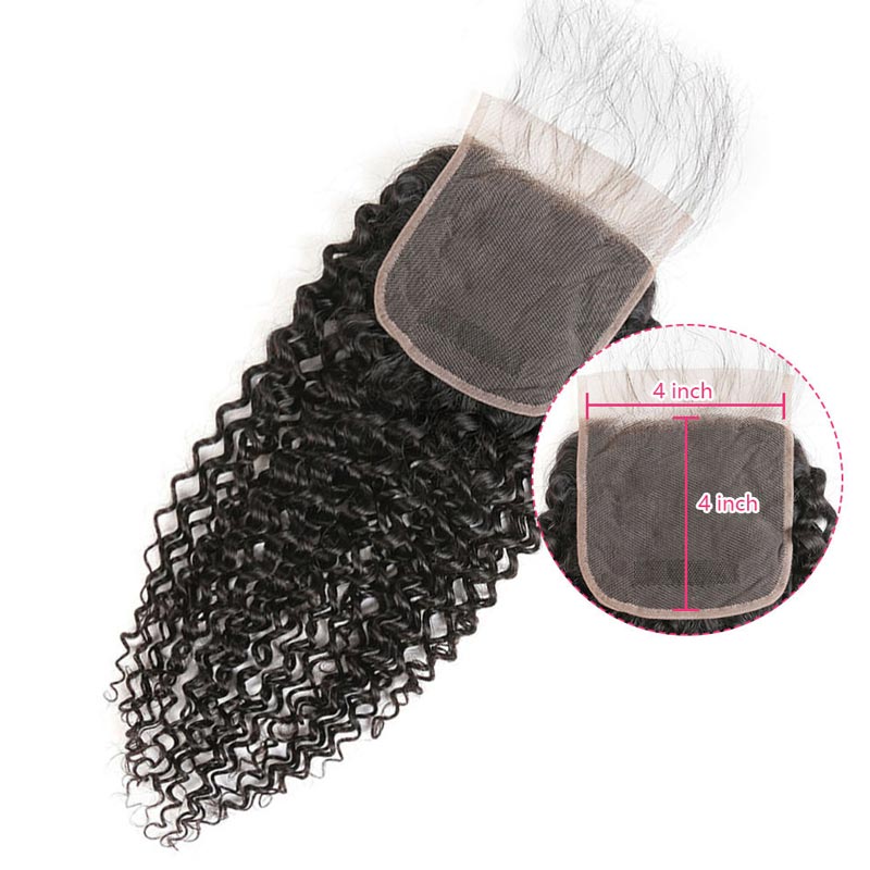 Ali Annabelle Virgin Human Hair Weave 10-26inch Kinky Culry Hair Bundles with 4x4 Swiss Lace Closure