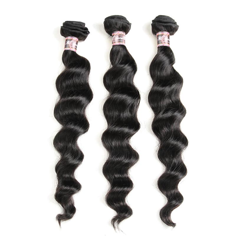 Ali Annabelle Brazilian Loose Wave Human Hair Weave Bundles With Closure