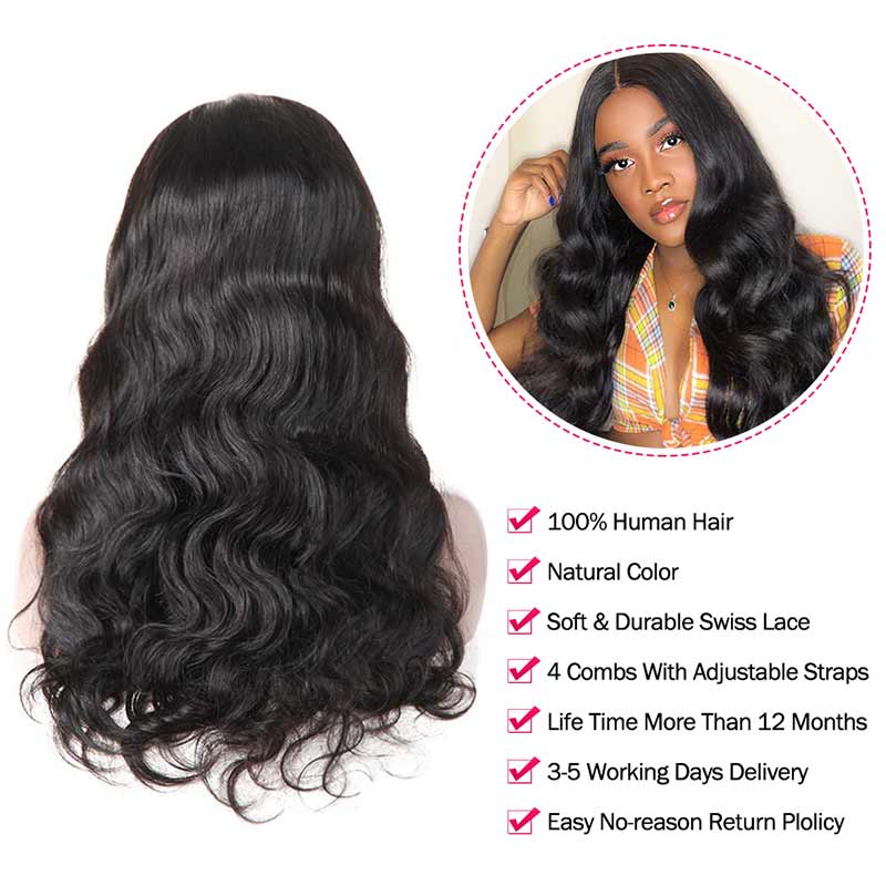 Ali Annabelle Brazilian Body Wave Pre-Plucked 4x4 Lace Closure Human Hair Wigs