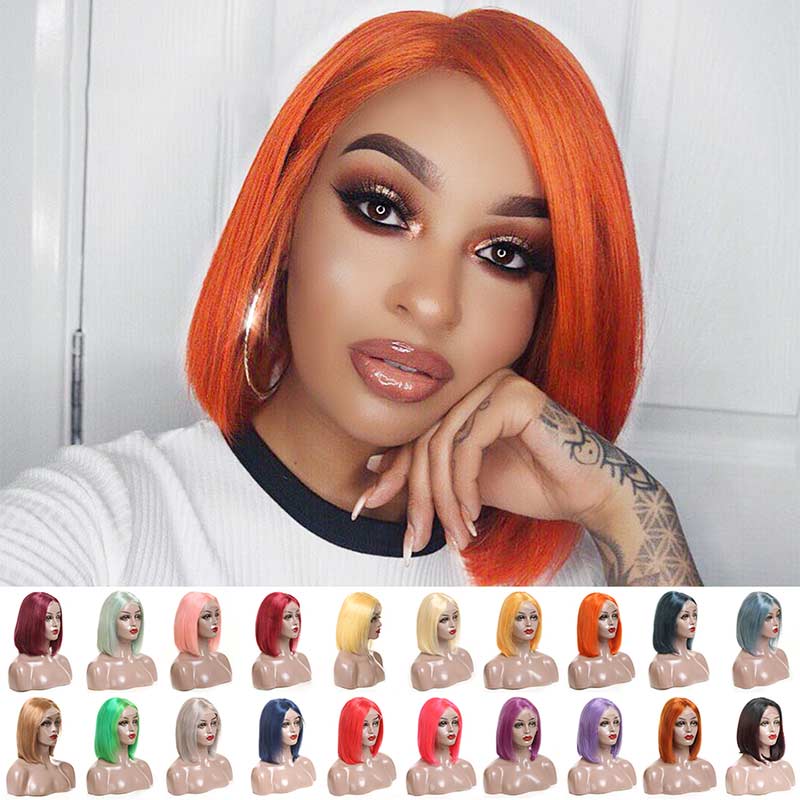 Ali Annabelle Pink Grey Purple Blue Green Yellow Red Orange Colored Straight BoB Wig