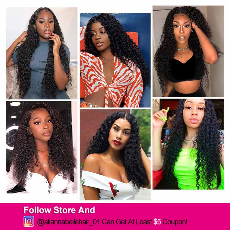Brazilian Deep Wavy Human Hair Bundles With HD Lace Closure-7