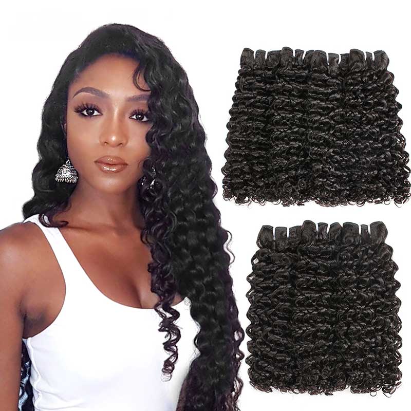 Malaysian Double Drawn Kinky Curly Human Hair Weave Bundles-5