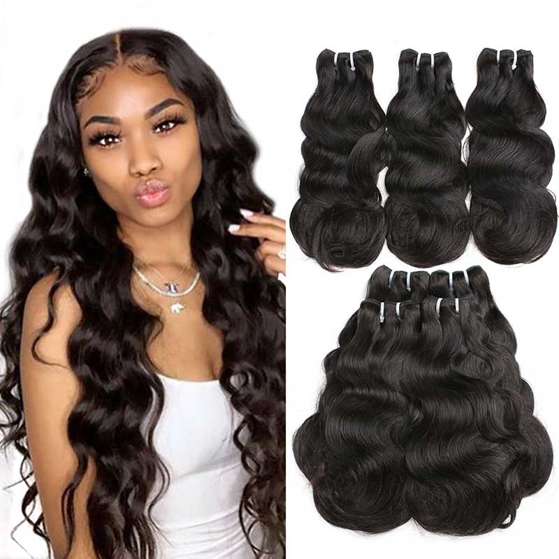 Malaysian Double Drawn Body Wavy Human Hair Bundles-5
