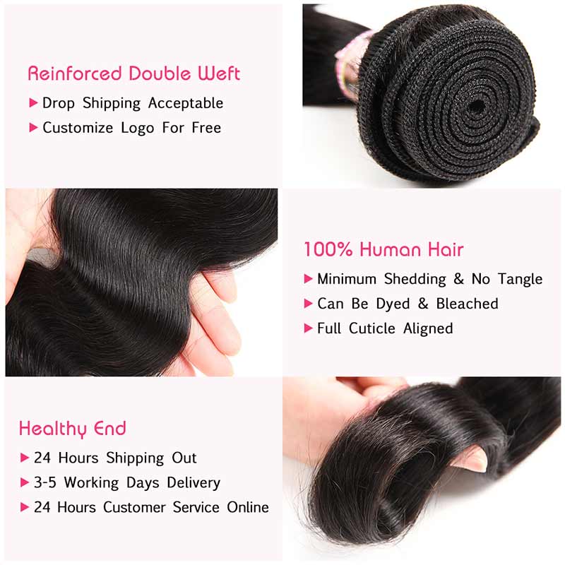 Ali Annabelle Brazilian Body Wave Hair Natural Color 10-30inch Human Hair Weave Bundles